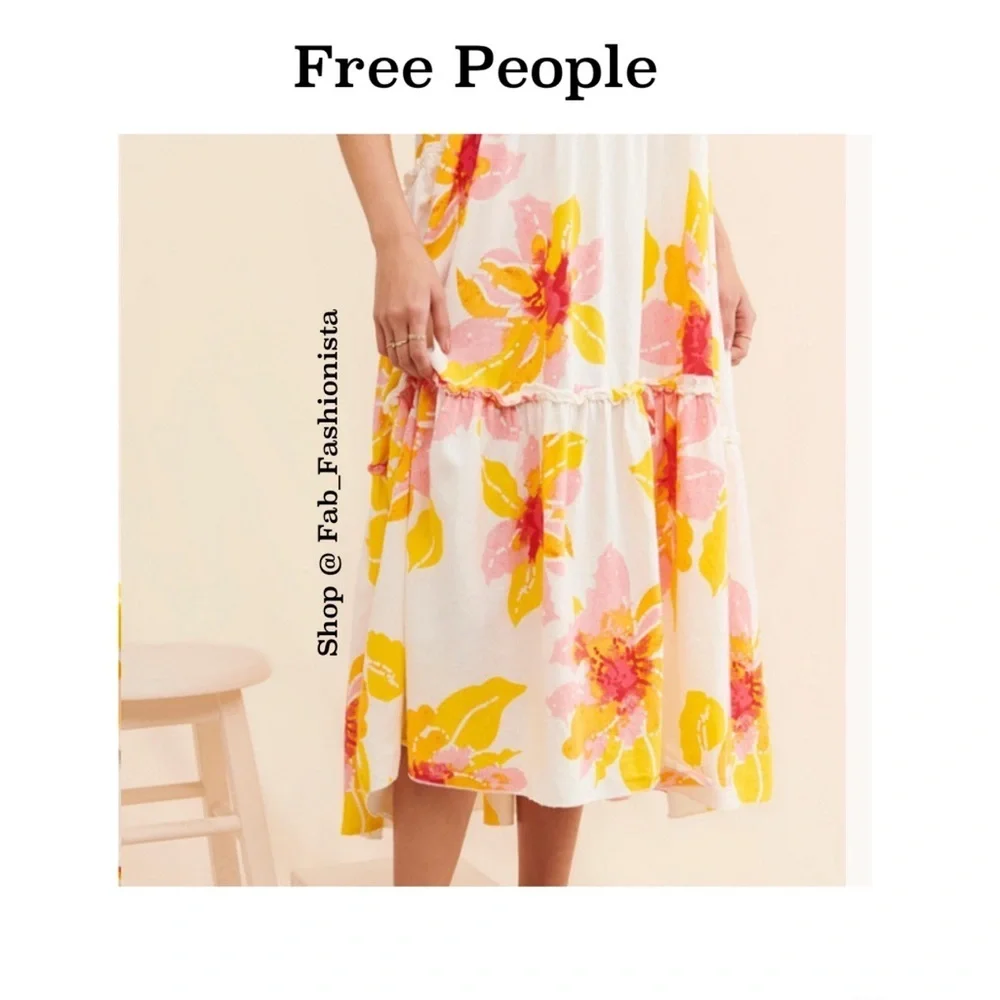 Free People Floral Midi Dress size XSmall